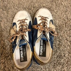 Golden Goose Sneakers with Blue and Leopard Accents